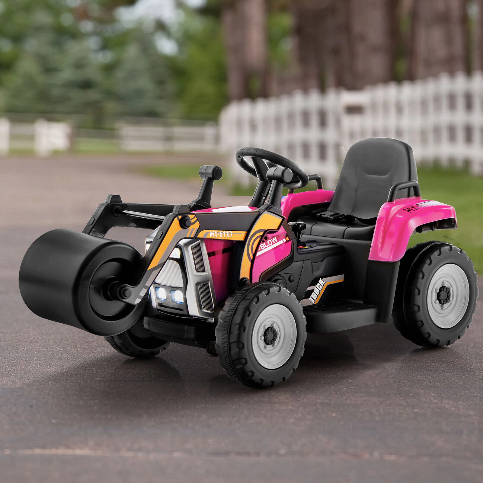SUGIFT Adjustable Drum Remote Control and LED Lights Kids 12V Ride On Road Roller