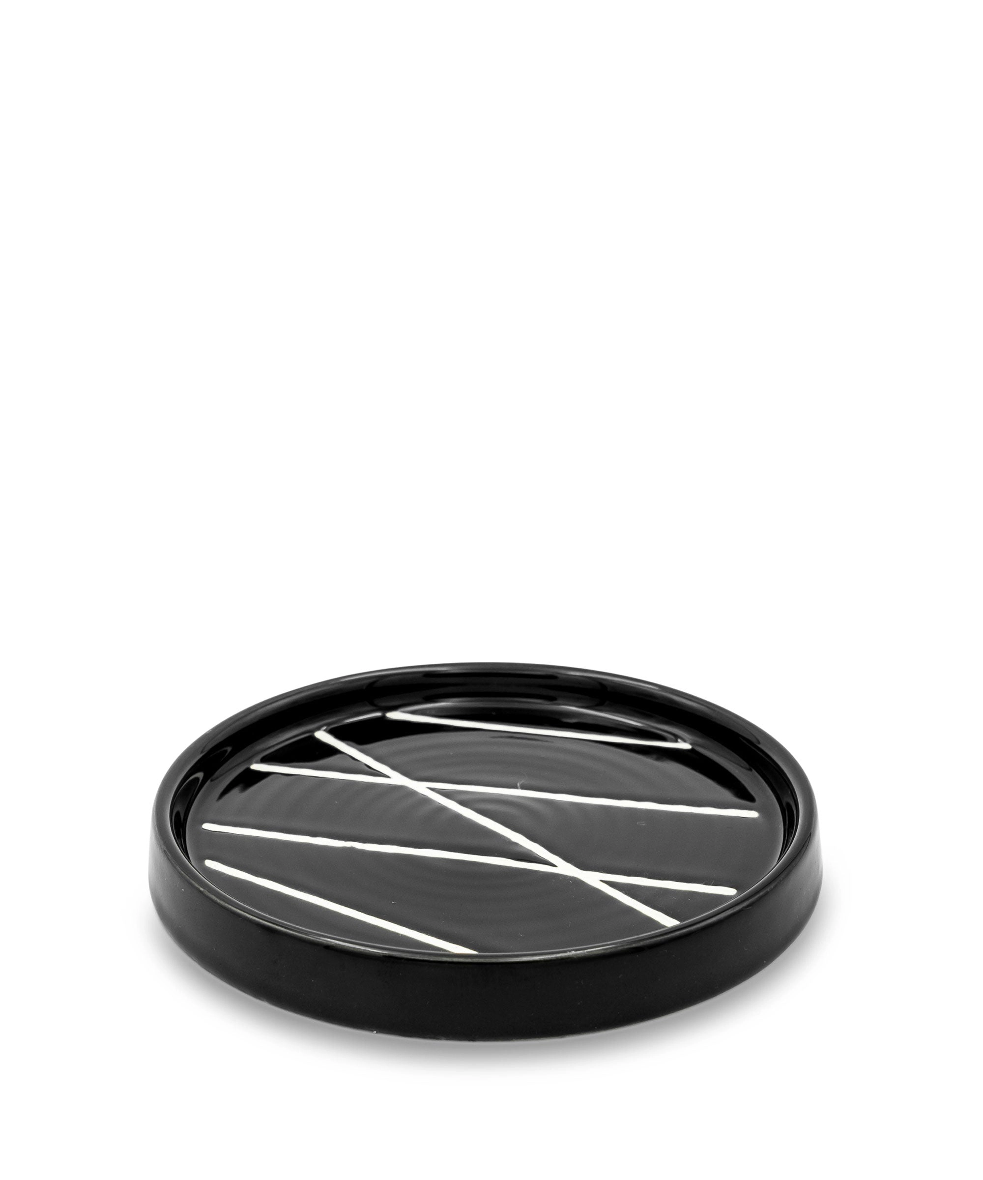 Bursera 5-Inch Round Ceramic Plate, Onyx Black