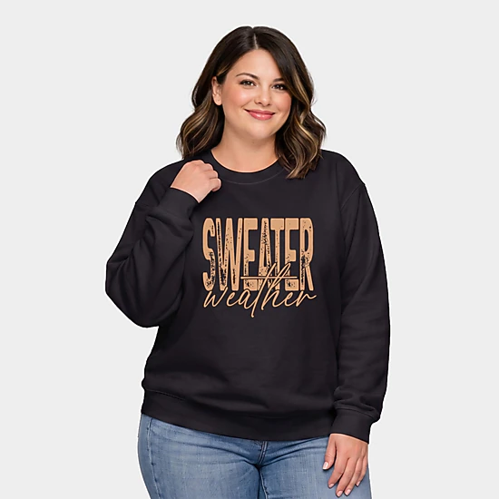 Simply Sage Market - Women's Plus Sized Graphic Sweatshirt - Sweater Weather Blocky Script