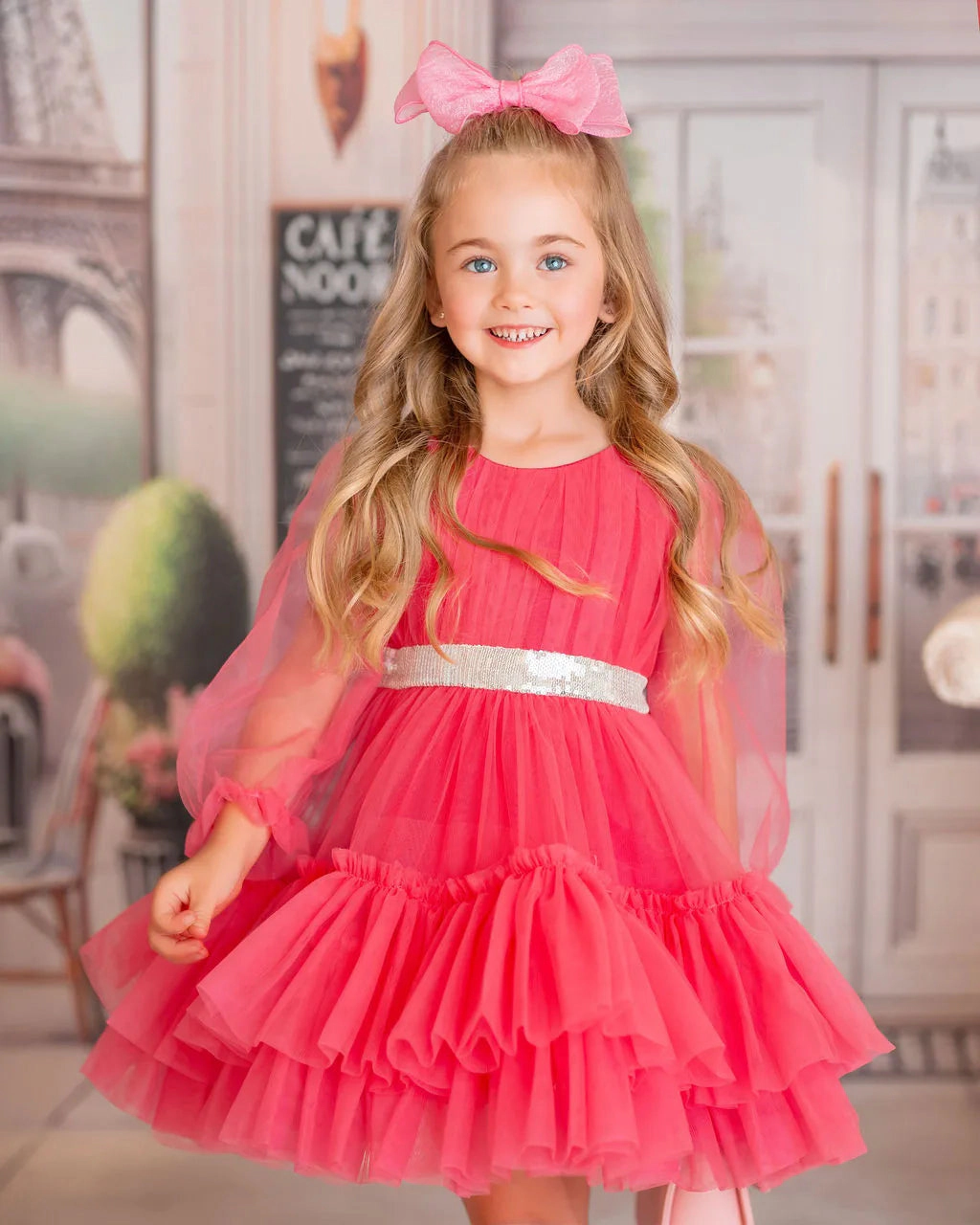 Faeella Girls Parisian Rosé Pink Tulle Birthday Party Dress