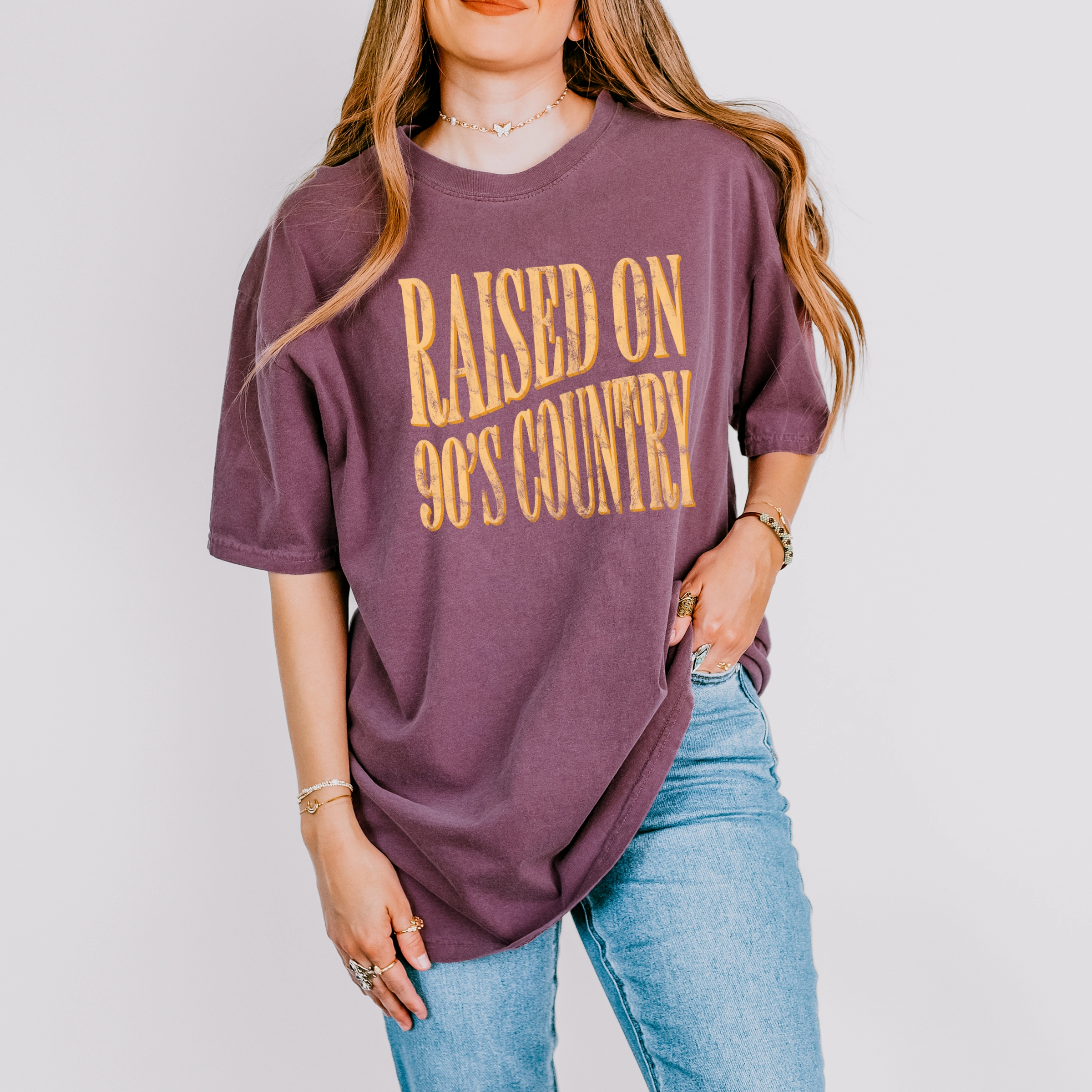 Simply Sage Market - Women's Garment Dyed Graphic T-Shirt Raised on 90s Country Distressed