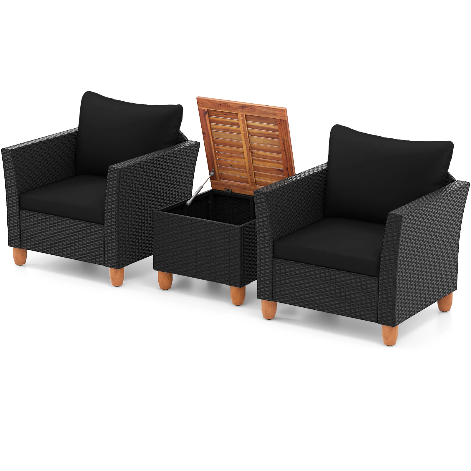 LJG 3 Pieces Outdoor Patio Rattan Furniture Set