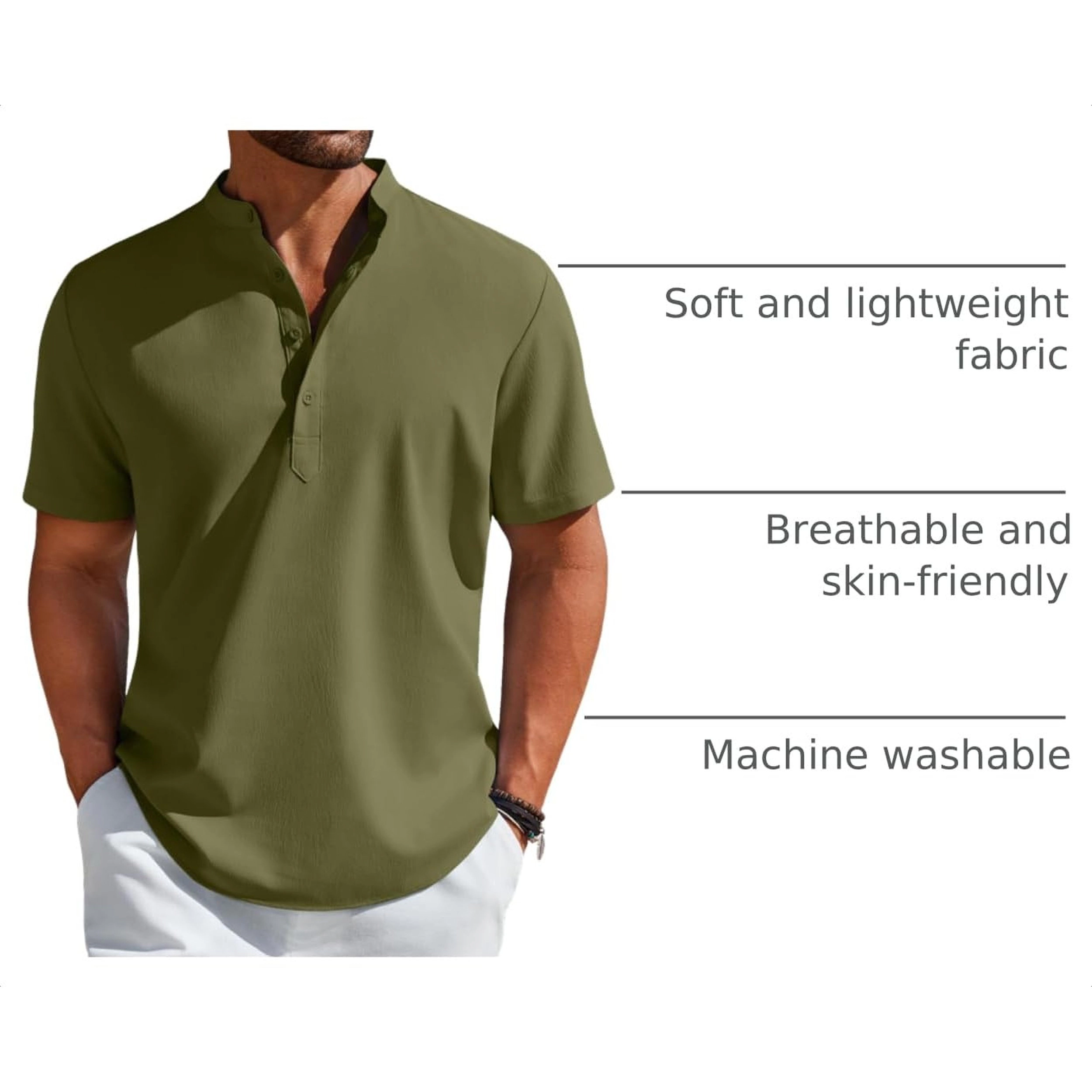 COOFANDY Men's Regular Fit Short Sleeve Henley Shirt