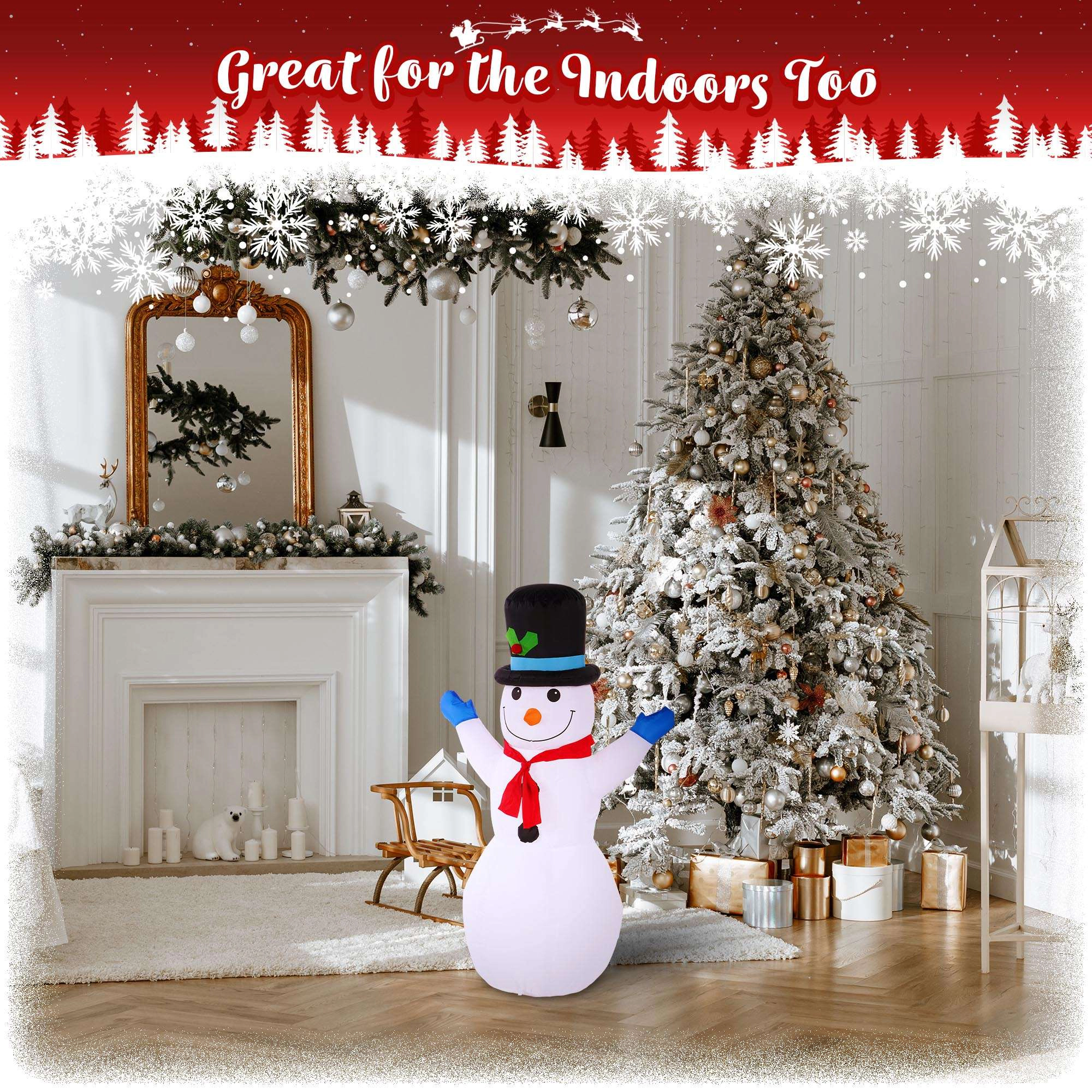 G128 4 ft Snowman Inflatable with LED Lights, Fast Inflate Outdoor Christmas Yard Decoration