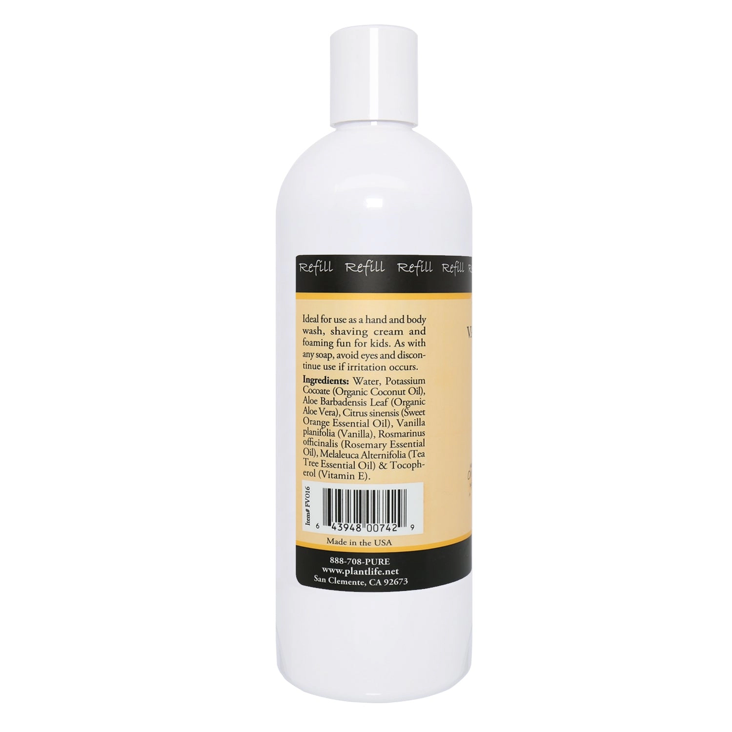 Plantlife Vanilla Orange Hand & Body Foam Soap Refill