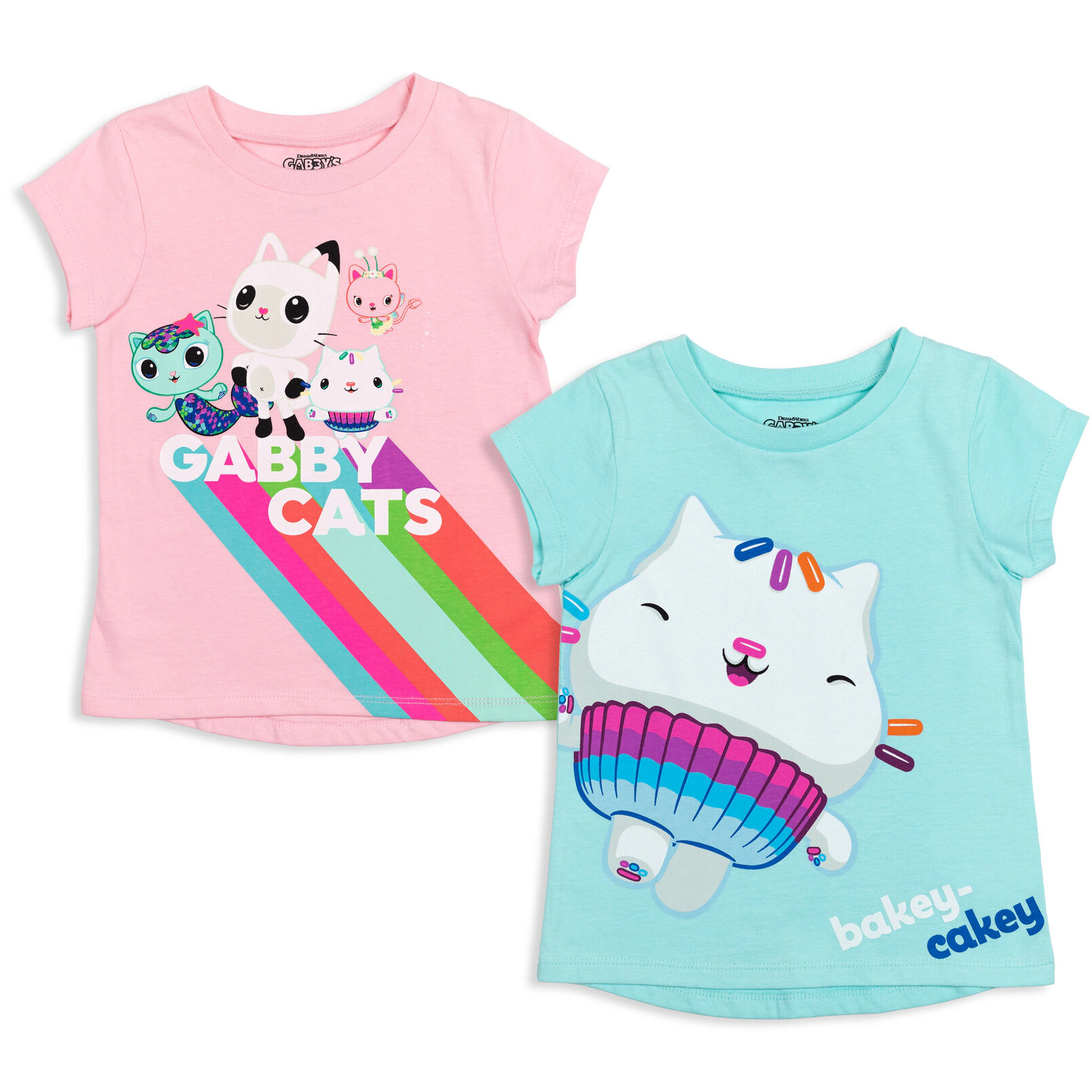 Dreamworks Gabby's Dollhouse Girls' 2-Pack Short Sleeve Tees
