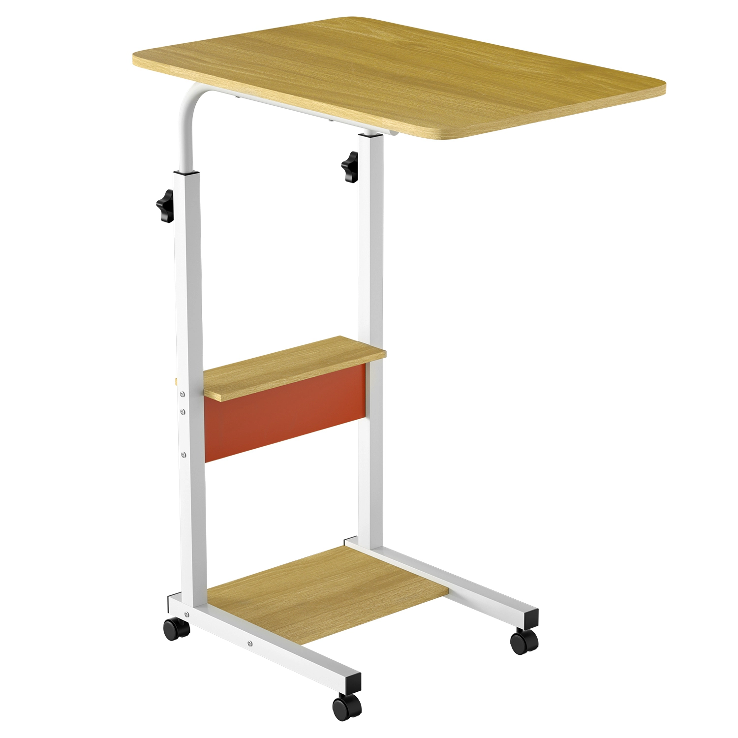 GBruno 3-Tier C-Shaped Side Table With Wheels