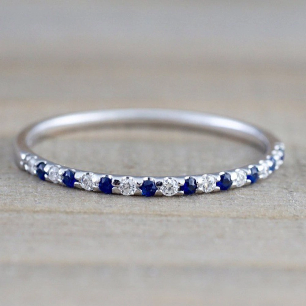 Wedding Band Cubic Zirconia Half Eternity Stackable Engagement Ring