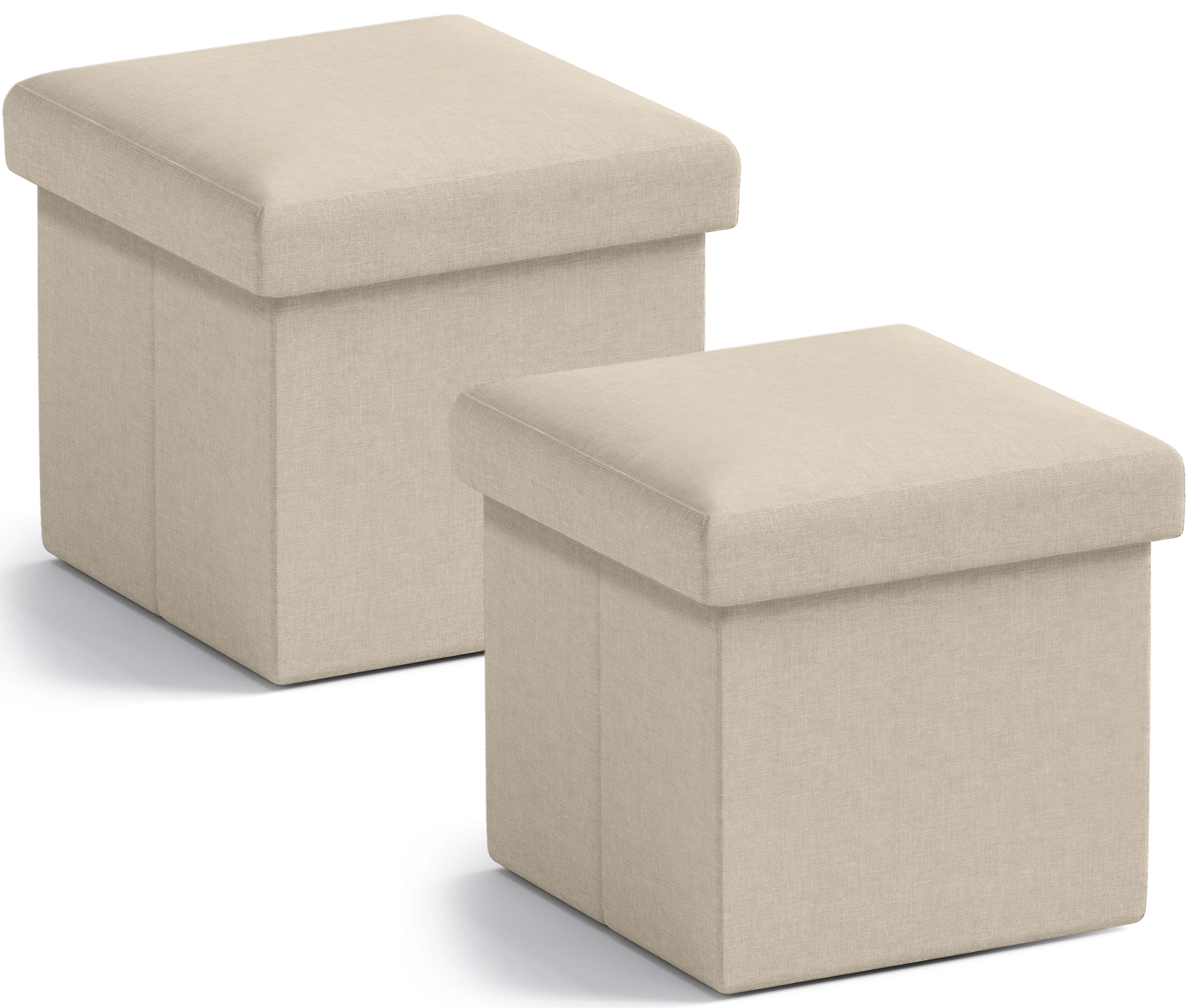 Ornavo Home 2 Pack 12" Small Square Collapsible Storage Ottoman, Foot Stool, Seat - Dark Gray