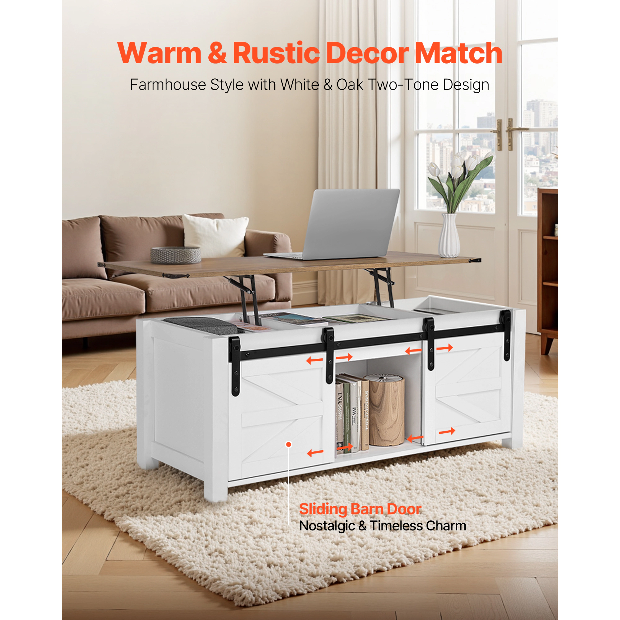 HONGGE Lift Top Coffee Table Coffee Table with Storage Coffee Table for Living Room