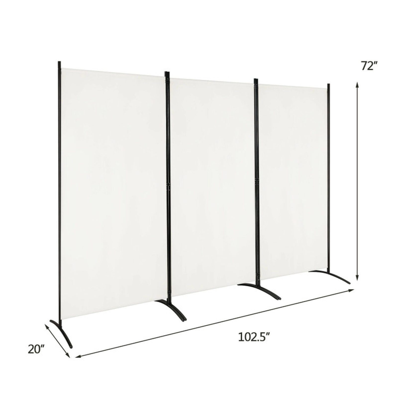 SUGIFT 3-Panel Freestanding Polyester Screen Folding Room Divider 8.5-ft x 6-ft Open 72-in Tall 13.5-lb White