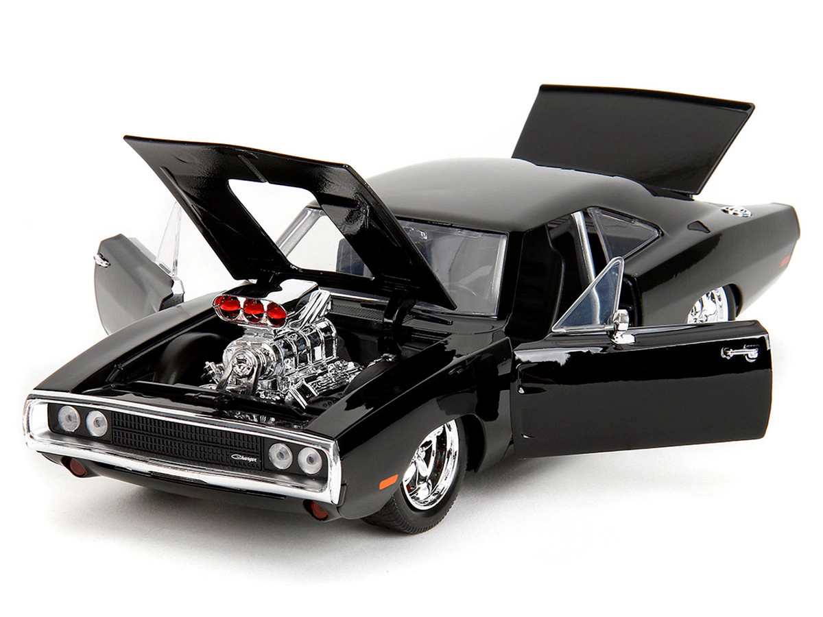 Jada 1970 Dodge Charger Black with Race Interior "The Fast and the Furious" (2001) Movie "25 Years of Fast &