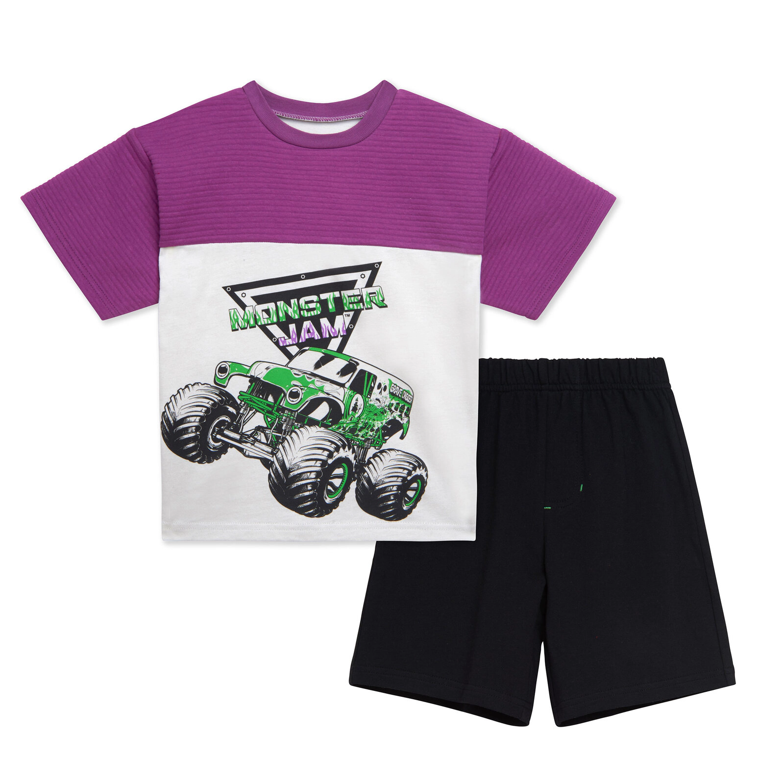 Monster Jam Grave Digger Boys' Athletic 2-Piece T-Shirt and Shorts Set