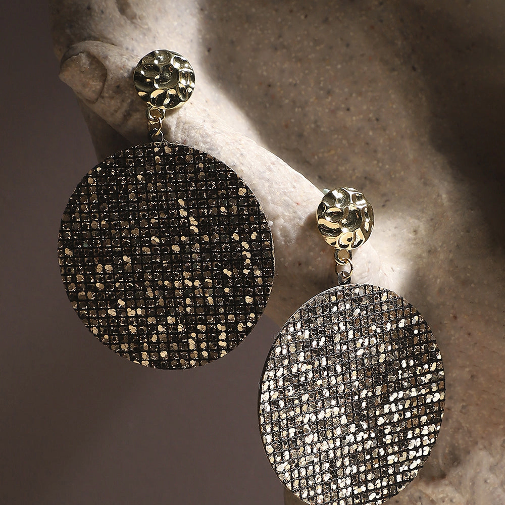 SOHI Women's Chalice Silver Embellished Circular Drop Earrings