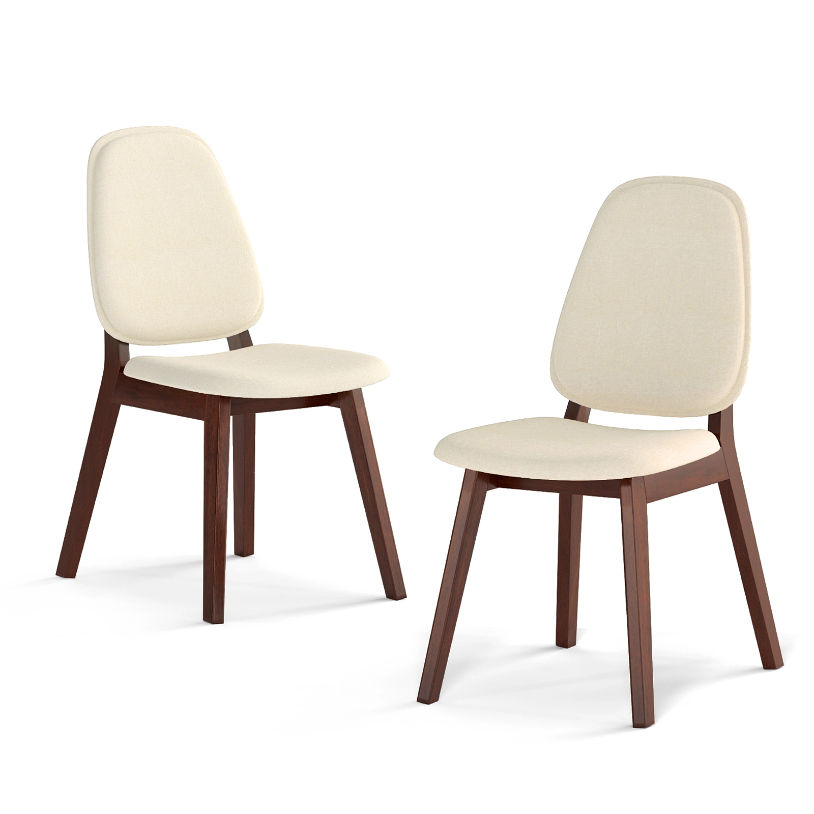 LJG Wooden Dining Chair Set of Mid-Century Modern Upholstered Side Armless Chair