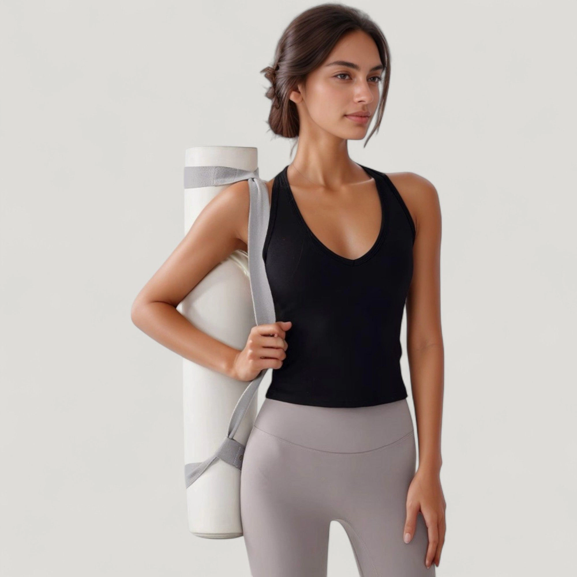 Anna-Kaci Women's V-Neck Cropped Activewear Tank with T-Strap Back and Stretch Fabric