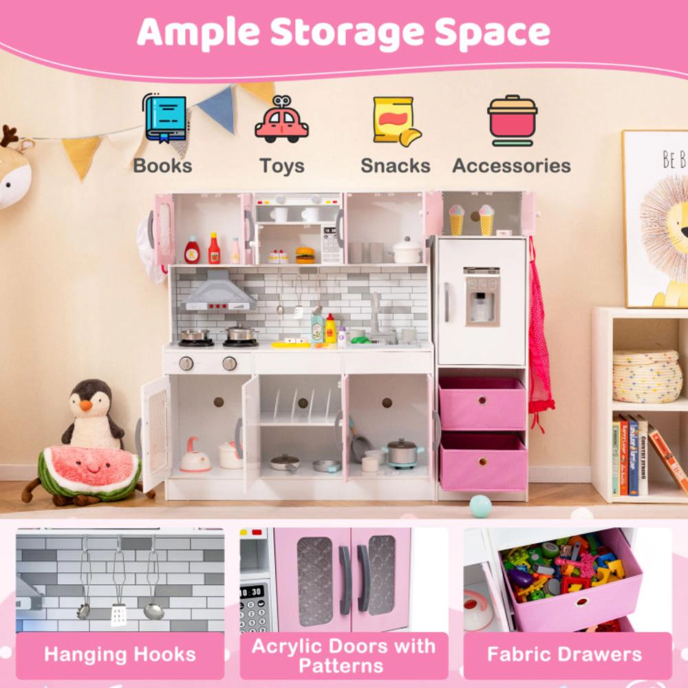 Hivvago Wooden Kitchen Playset With Lights And Sounds For Ages 3+