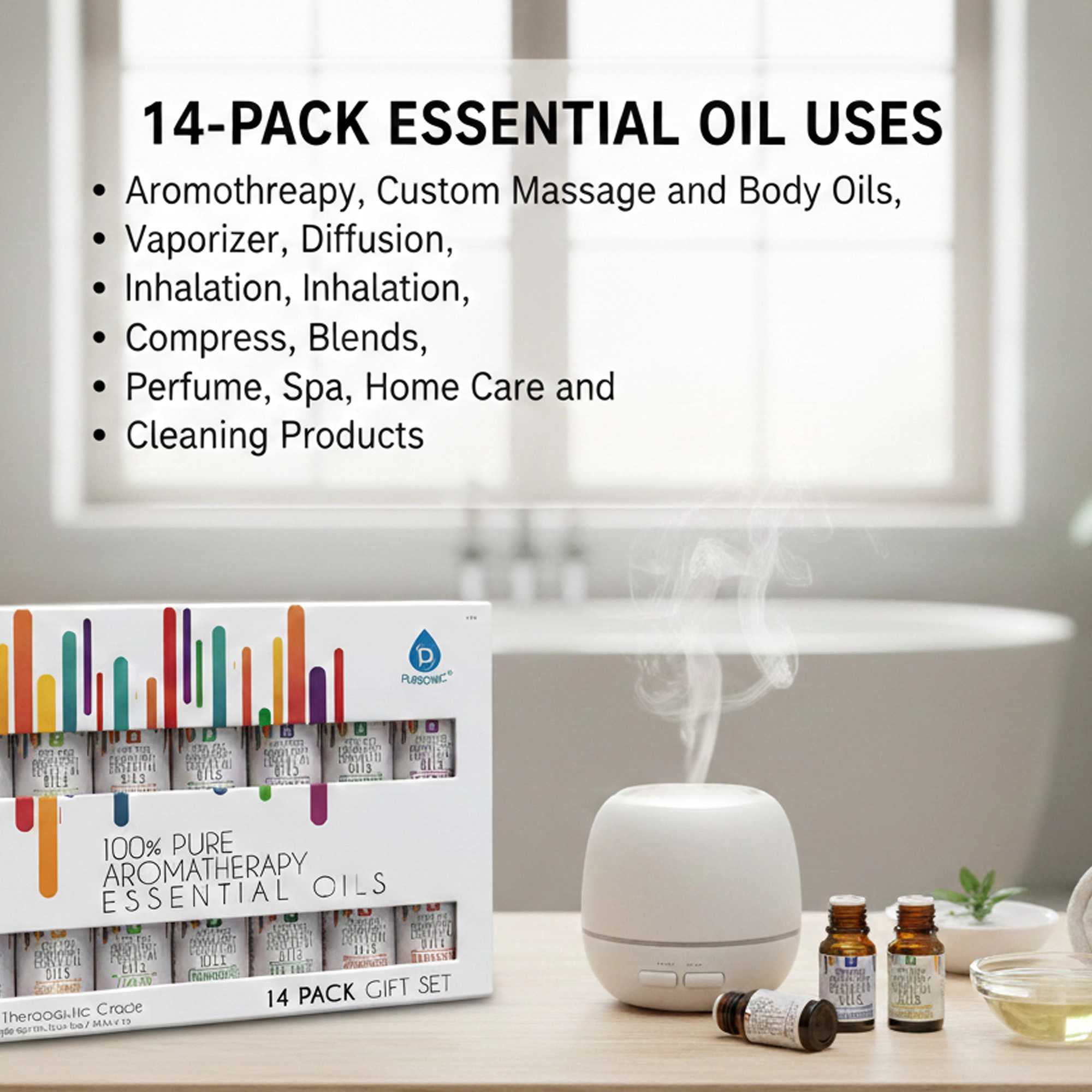 Pursonic Unisex 100% Pure Essential Aromatherapy Oil Gift Set 14 Pack