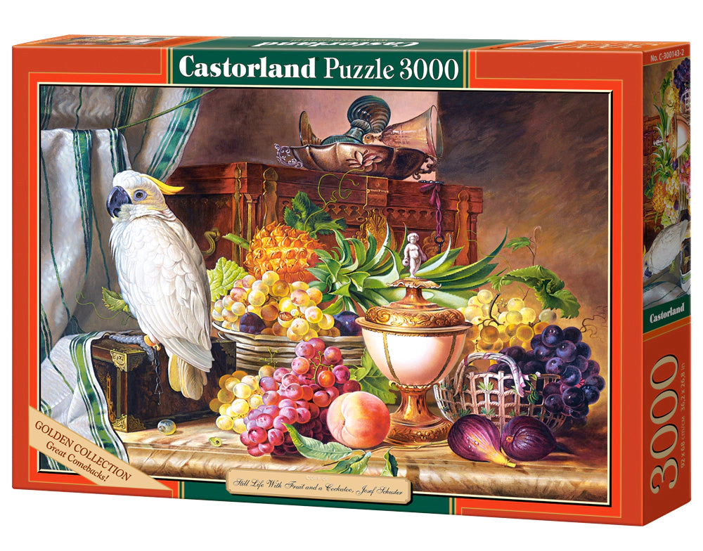 CASTORLAND 3000 Piece Jigsaw Puzzles, Still Life With Fruit and a Cockatoo, Josef Schuster, Adult Puzzles, C-300143-2