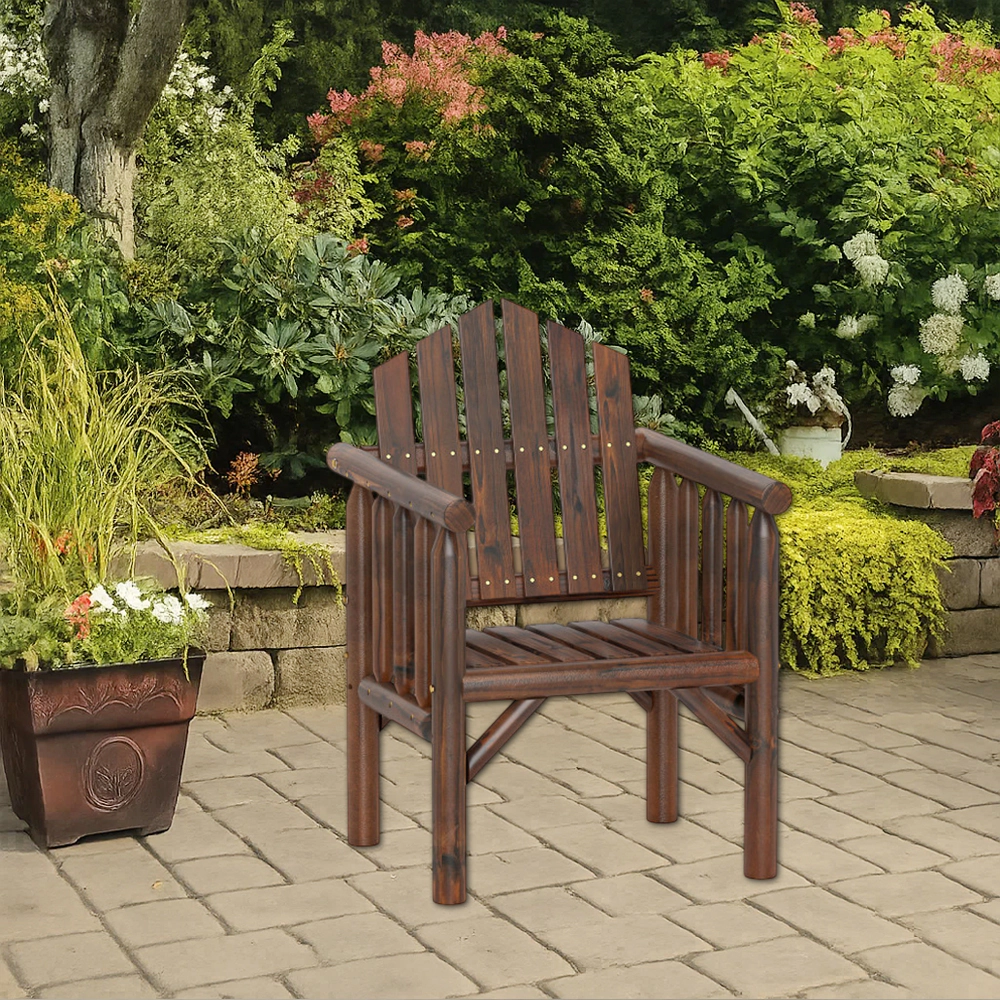 Hivvago Wooden Patio Dining Armchair with Sturdy Frame for Outdoor Seating