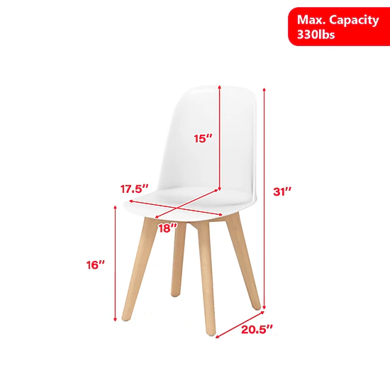 Hivvago Comfortable Two-Piece Dining Chair Set with Tilt Backrest and Solid Beech Wood Legs