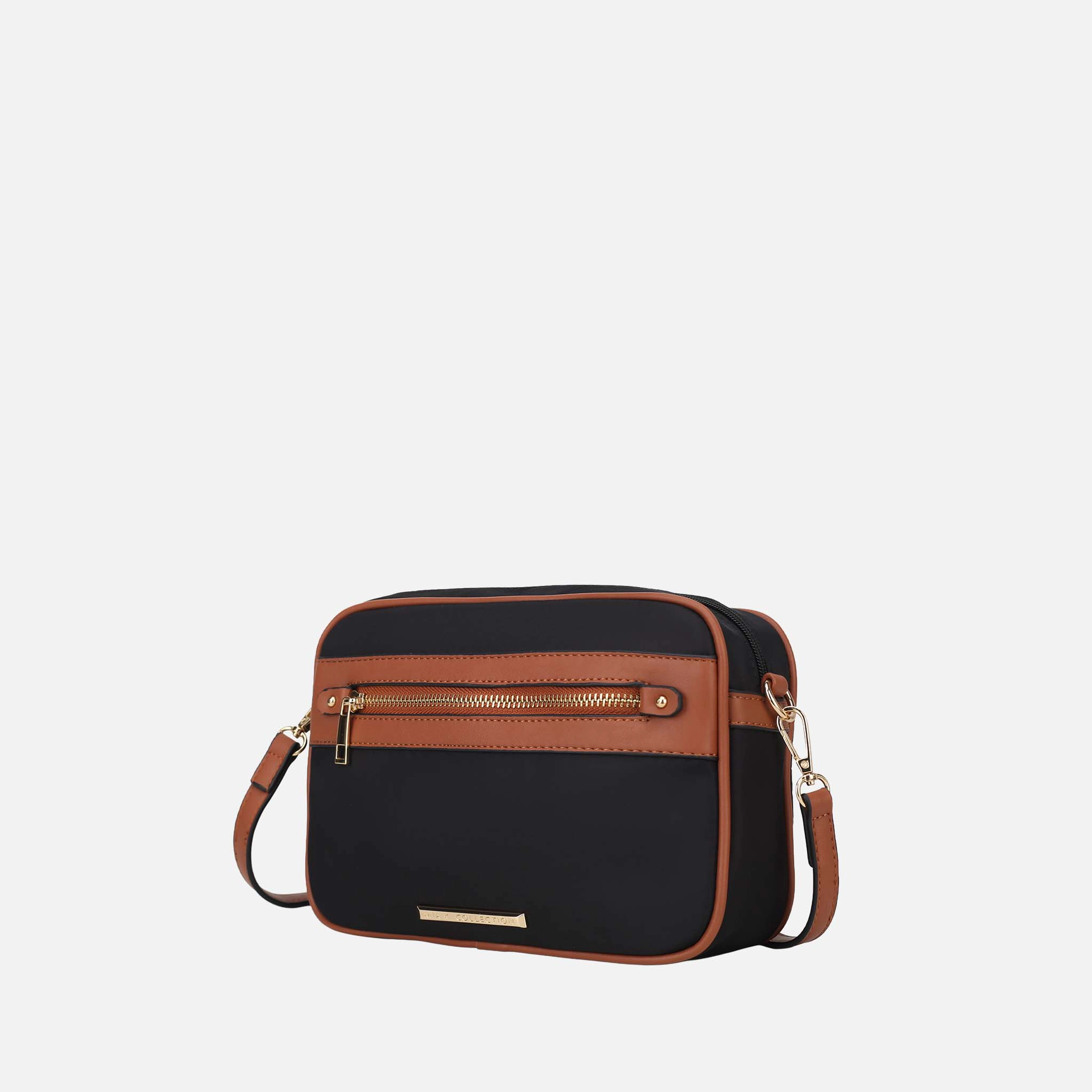 Mia K Collection Jimena Nylon Shoulder Bag with Vegan Leather Trim