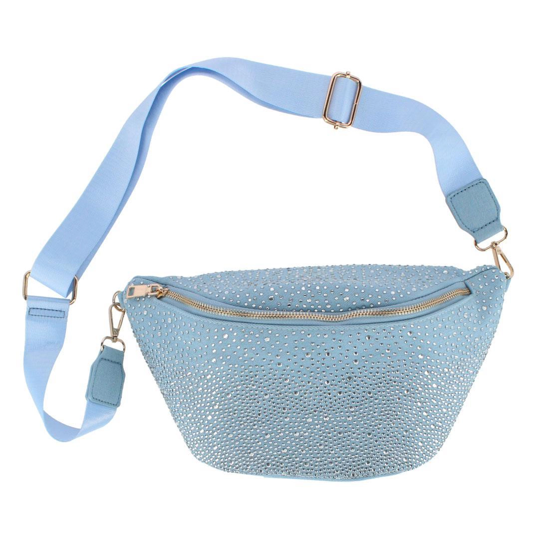 CTM Women's Rhinestine Studded Fanny Pack