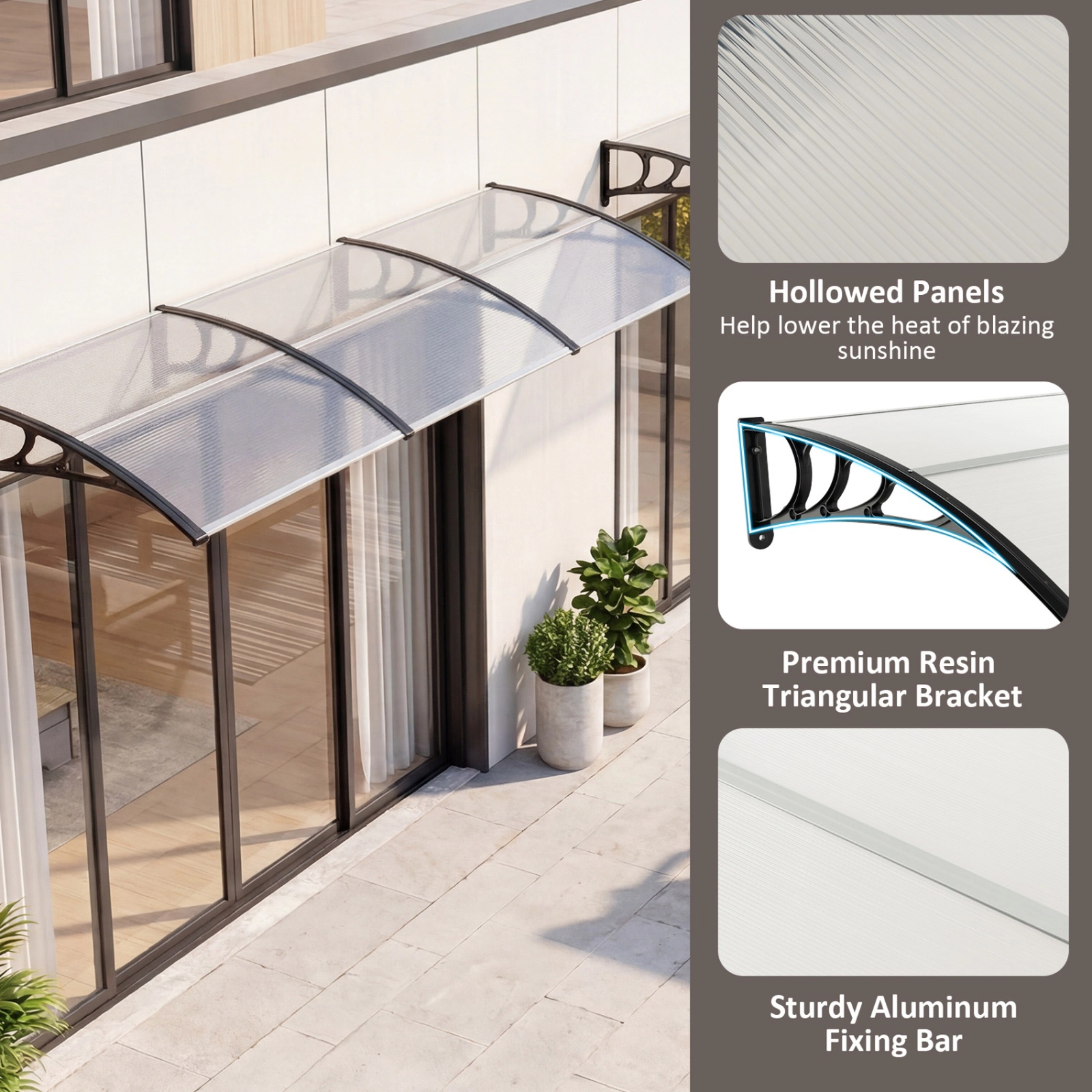 SUGIFT Black 39 x 30 Inch Exterior Outdoor Window Awning Door Canopy