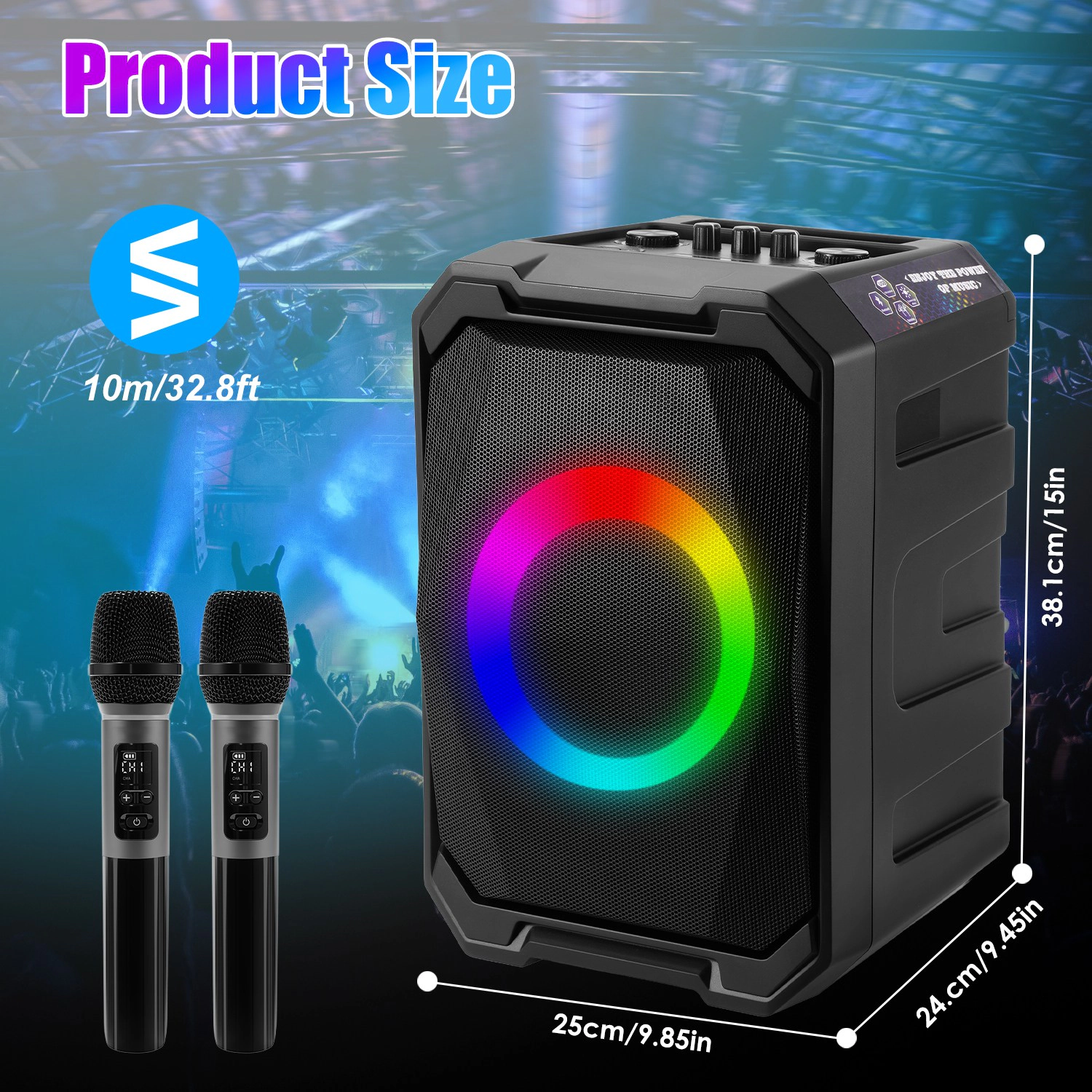 GBruno Wireless Karaoke Party Speaker With 2 Wireless Mics