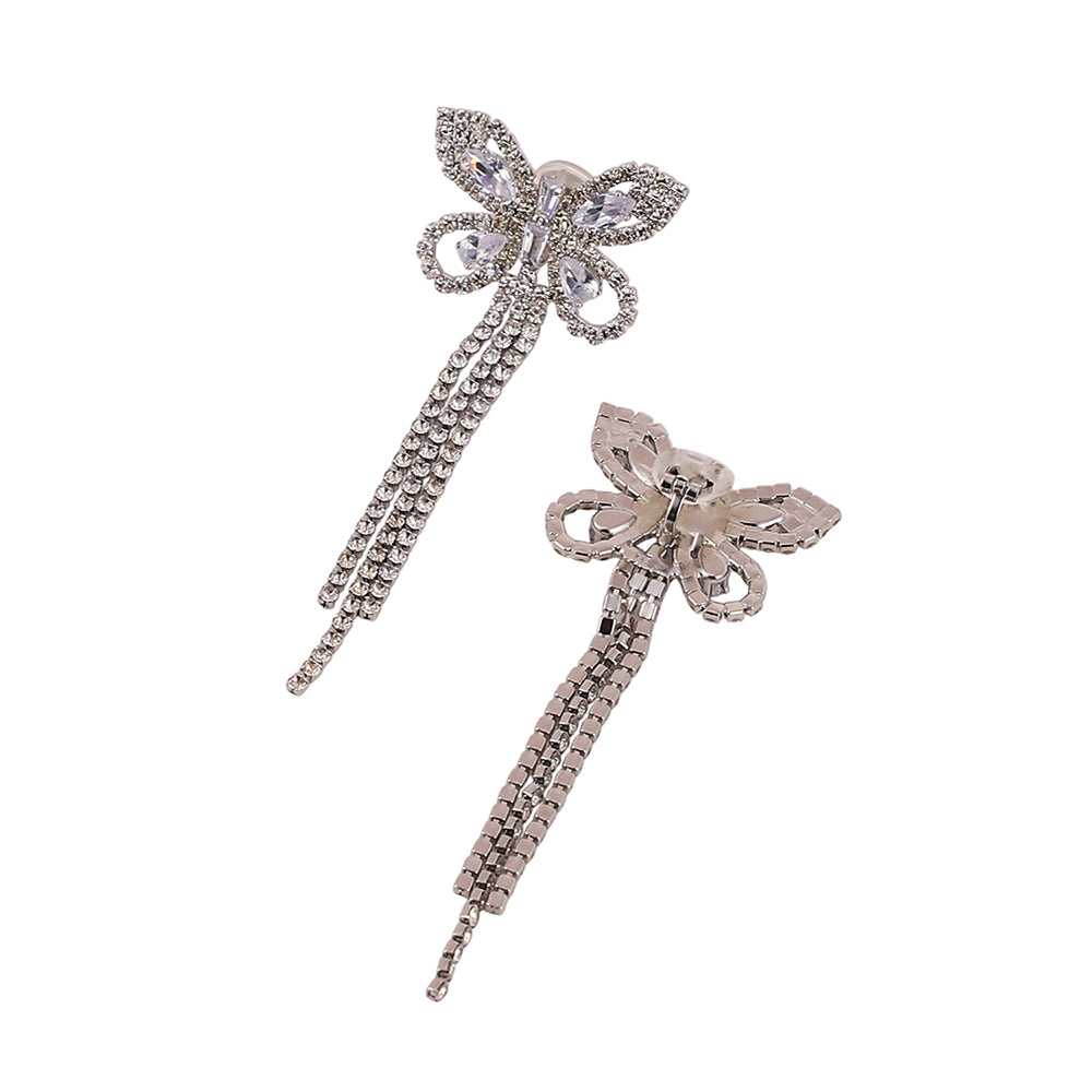 SOHI Women's The Bijou-Papillon Drop Earrings - Crystal Silver