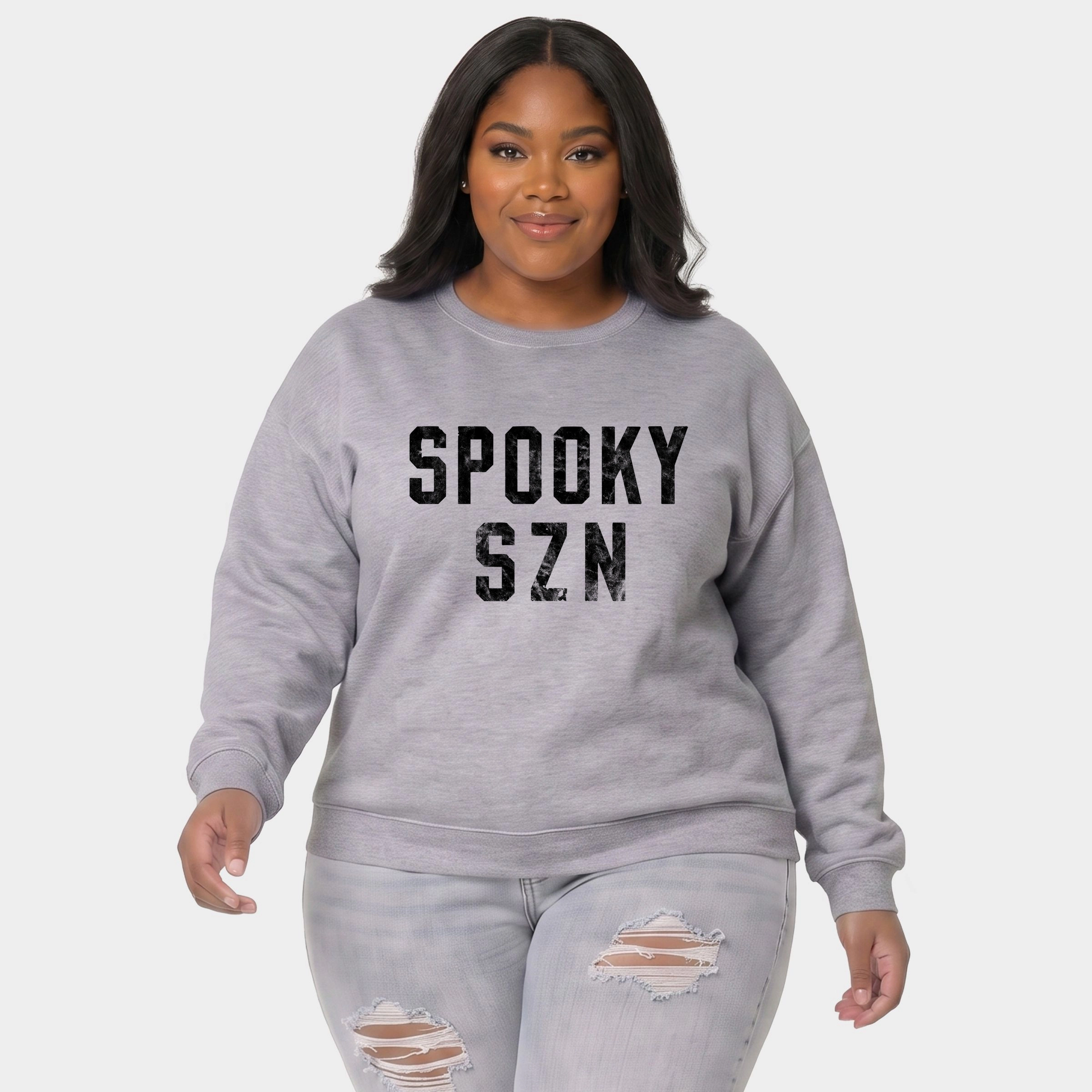 Simply Sage Market - Women's Plus Sized Graphic Sweatshirt Spooky SZN Varsity