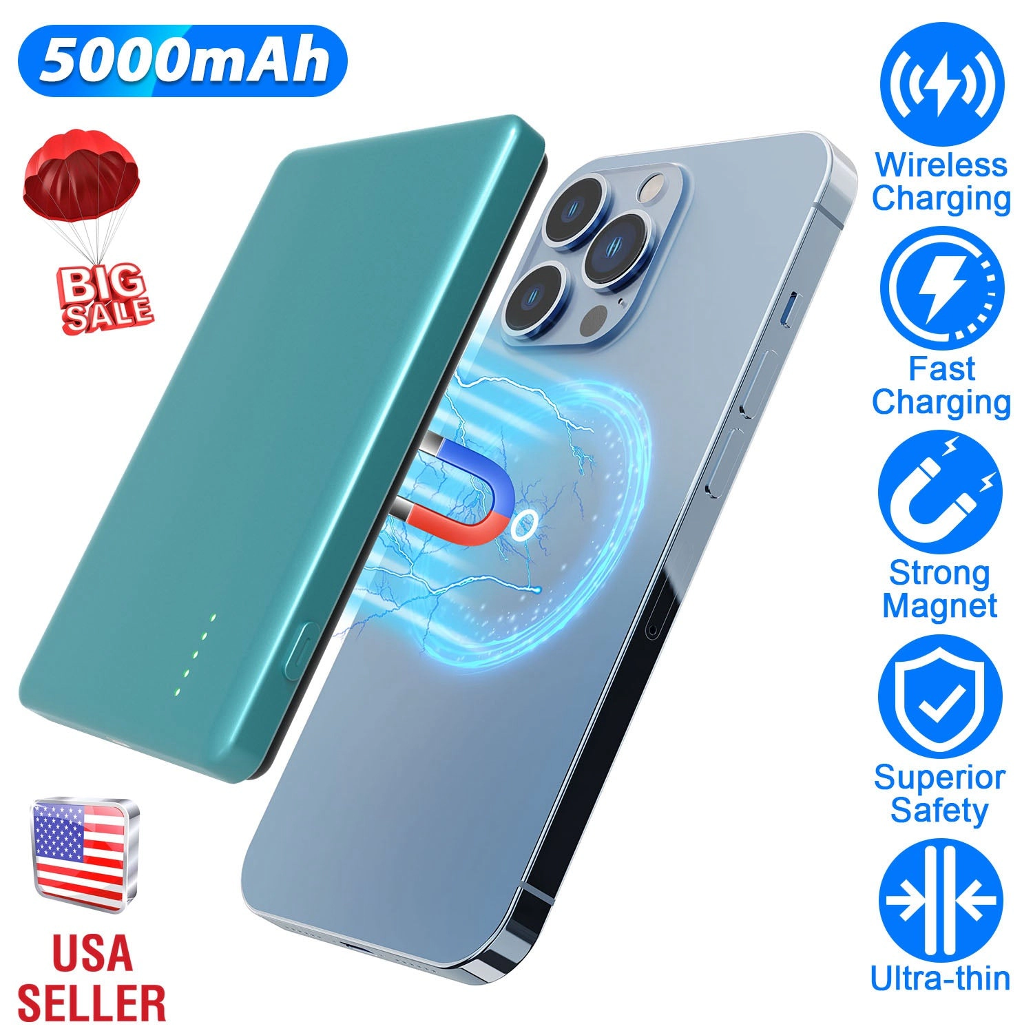 GBruno 2-in-1 Slim MagSafe Wireless Power Bank
