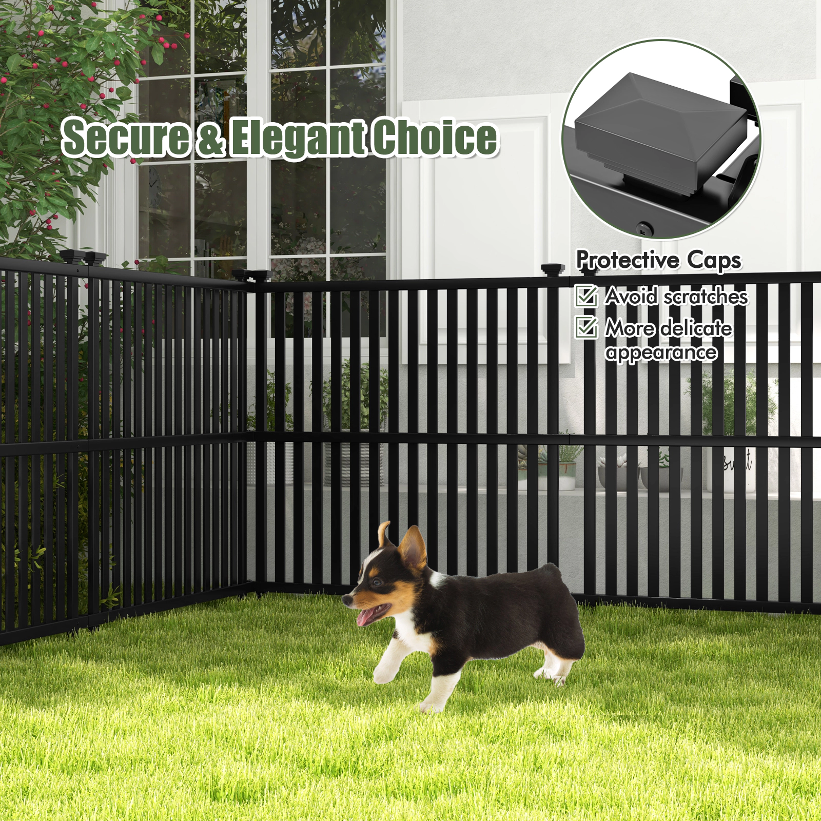 SUGIFT Air Conditioner Fence Panel with Metal Ground Stakes 55-in Tall Garden Trellis Enclosure White
