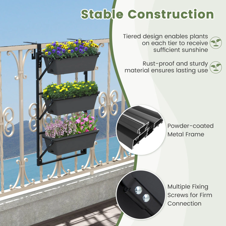 Hivvago Hanging Vertical Planter Wall-mounted Adjustable with Detachable Hooks