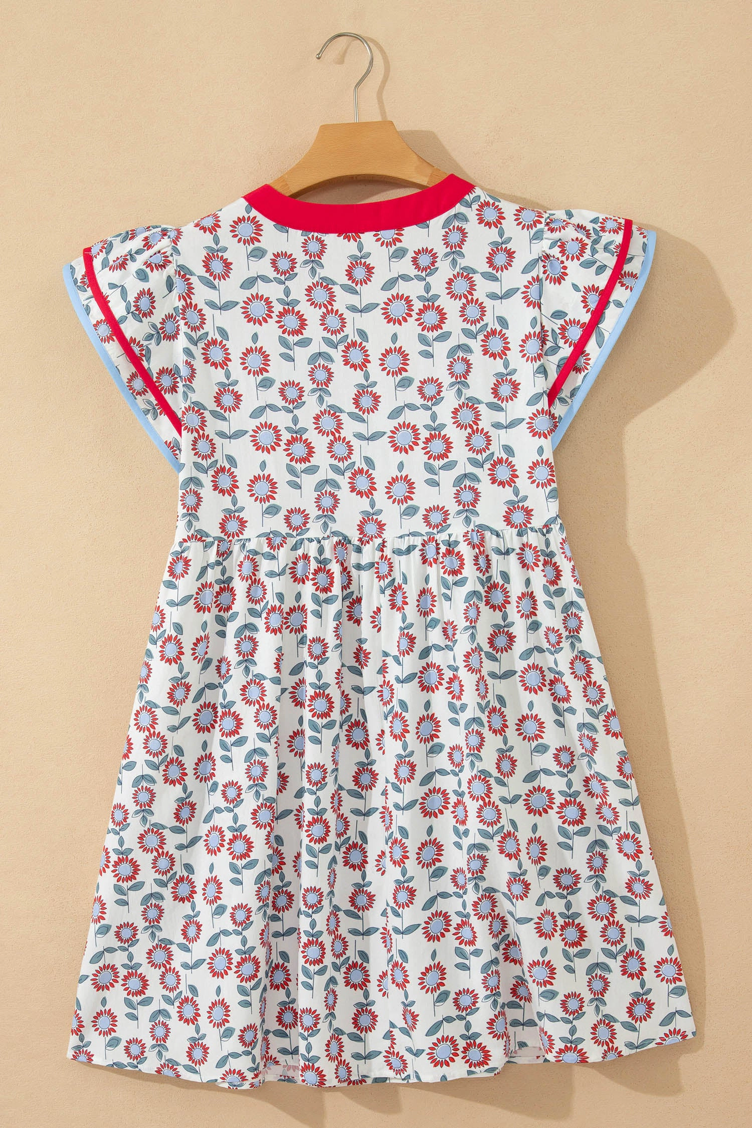 Threaded Pear Womens Opal Sunflower Flutter Sleeve Mini Dress