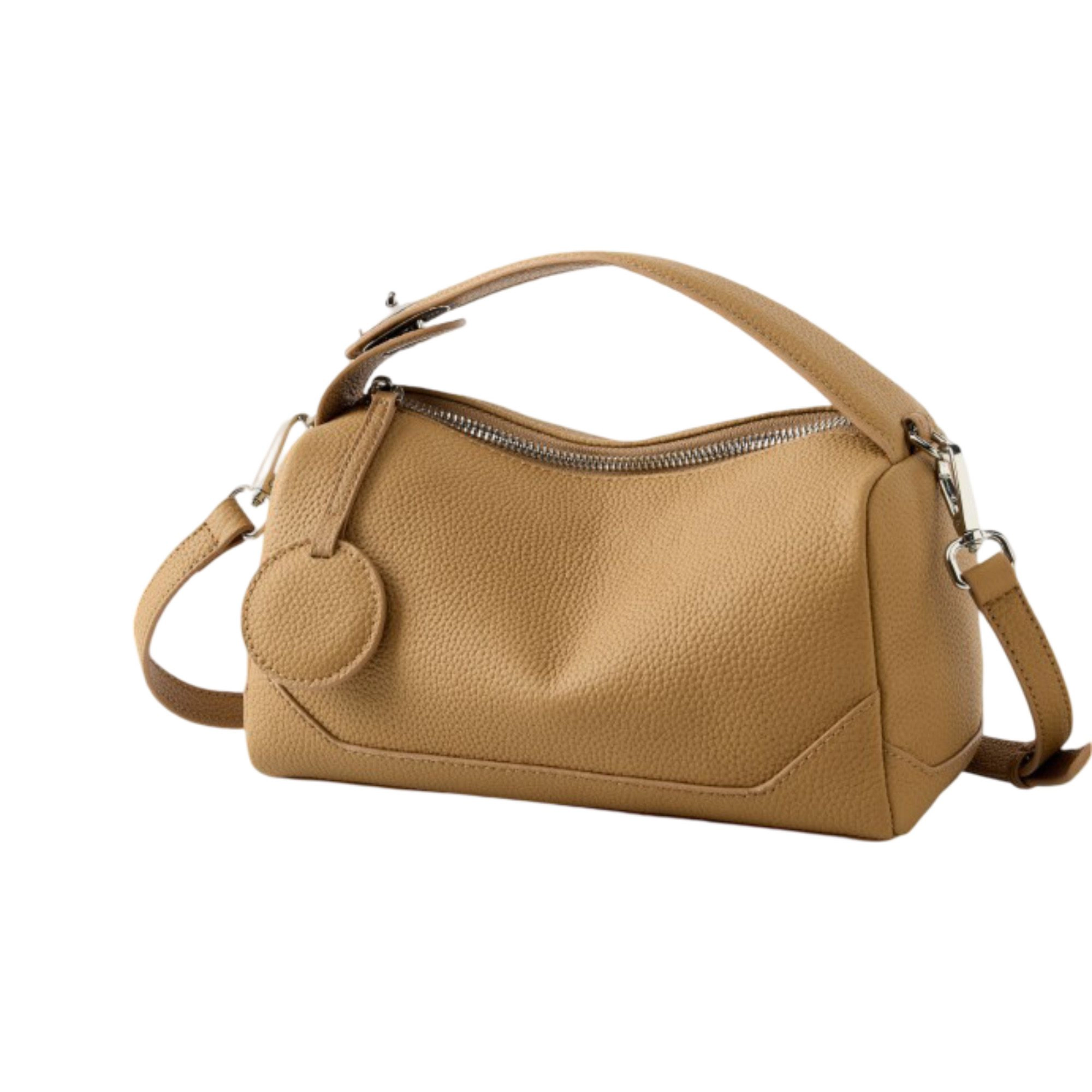 Alilang Women's Pebbled Leather Satchel Bag with Top Handle Adjustable Crossbody Strap and Zipper Closure