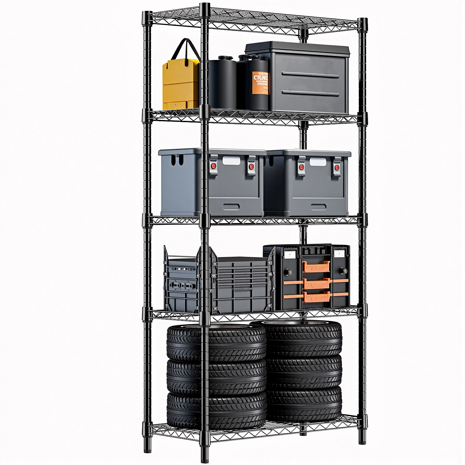 Flynama 5 Tier Chrome Shelving 1250lb Heavy Duty Space Saving Adjustable Storage Rack for Home Kitchen and Office