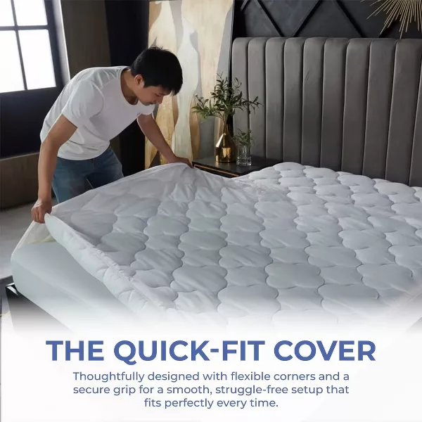 Comfety Waterproof Mattress Pad, Soft Hypoallergenic Bamboo Viscose Fitted Mattress Cover, Breathable Cooling Cover