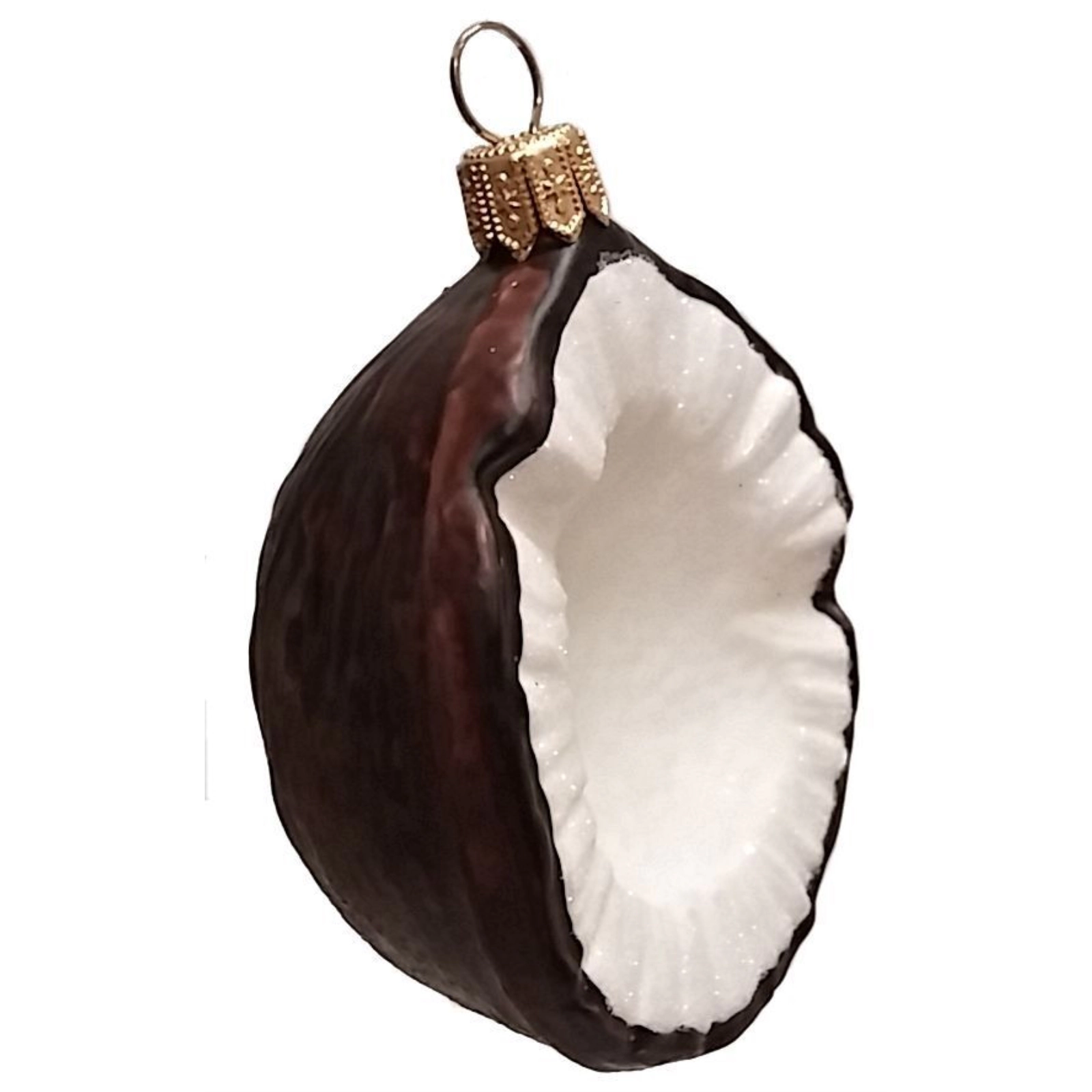 Pinnacle Peak Trading Company Slice of Coconut Polish Blown Glass Christmas Ornament Set of 2 Decorations