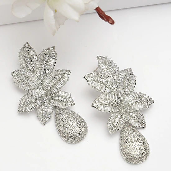 AGP PARIS Womens Diva Collection Cubic Zirconia Petal Drop