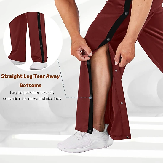 Pinspark Mens Snap Side Track Pants Navy Stripe Elastic Waist Loose Casual Trousers