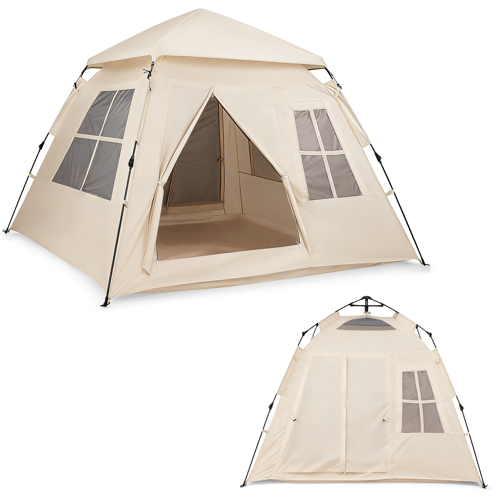 LJG 4 Person Camping Tent Portable Automatic Easy Setup with Rainfly and 2 Doors
