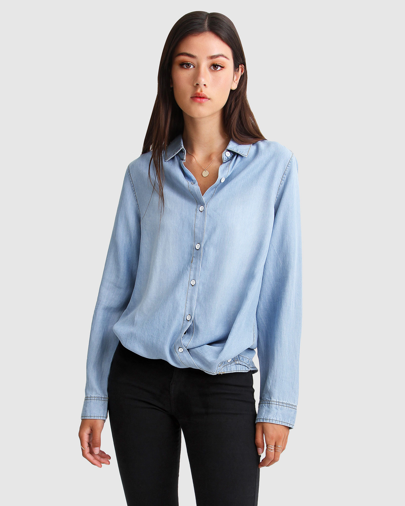 Belle & Bloom Womens Keep Me Wild Denim Top