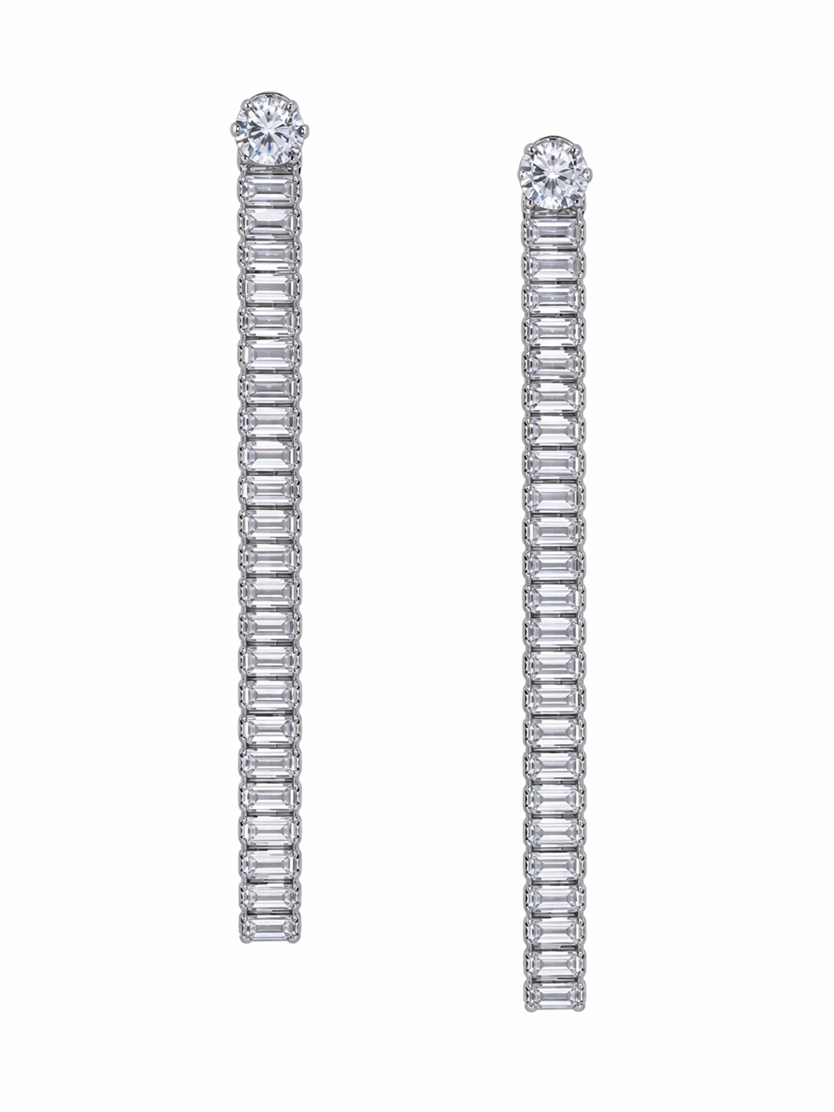 AGP PARIS Womens Linear Crystal Tassel Drop Earrings