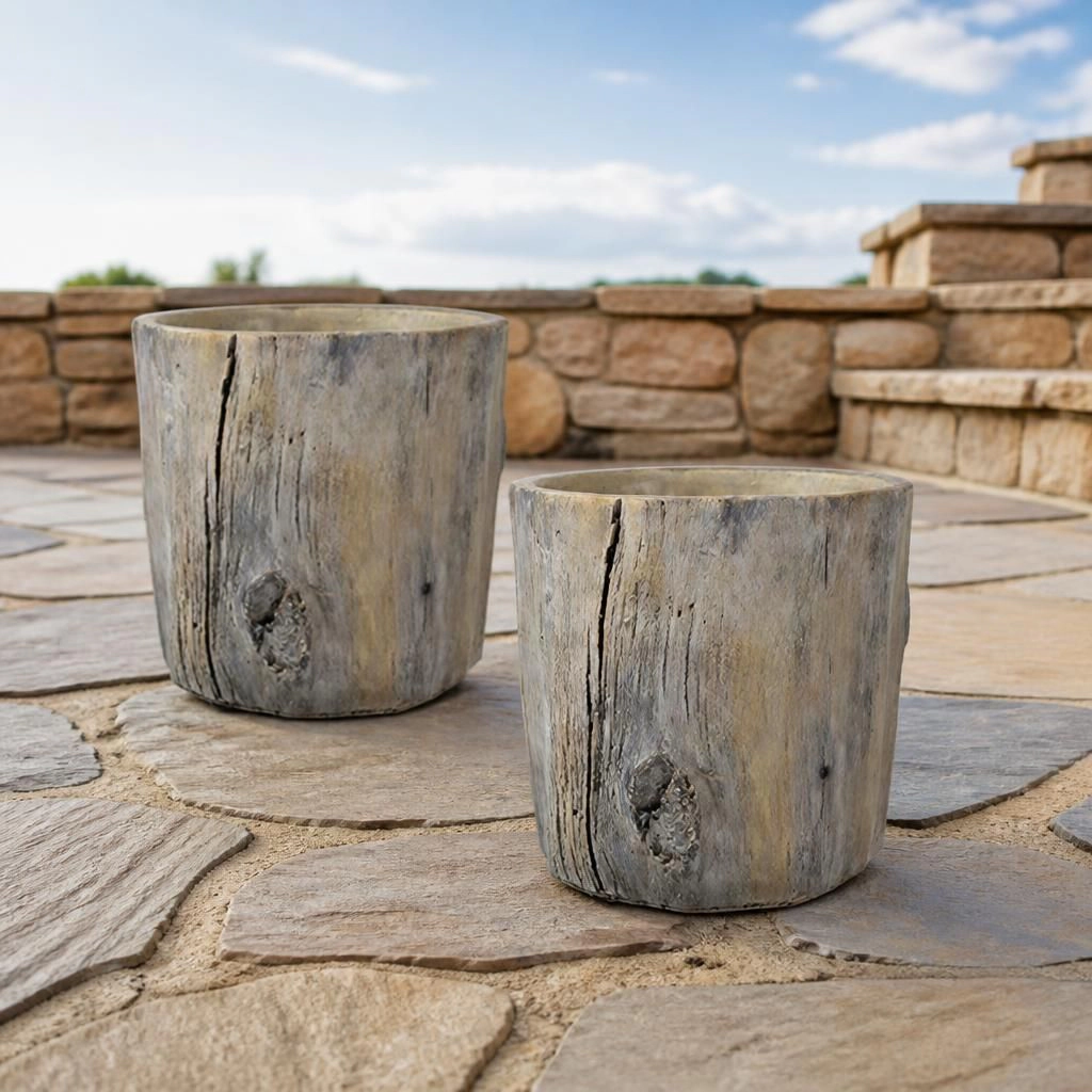 WOW PIONEER Solid Cement Outdoor Garden Planter Pot for Planting Flowers Herbs and Greenery