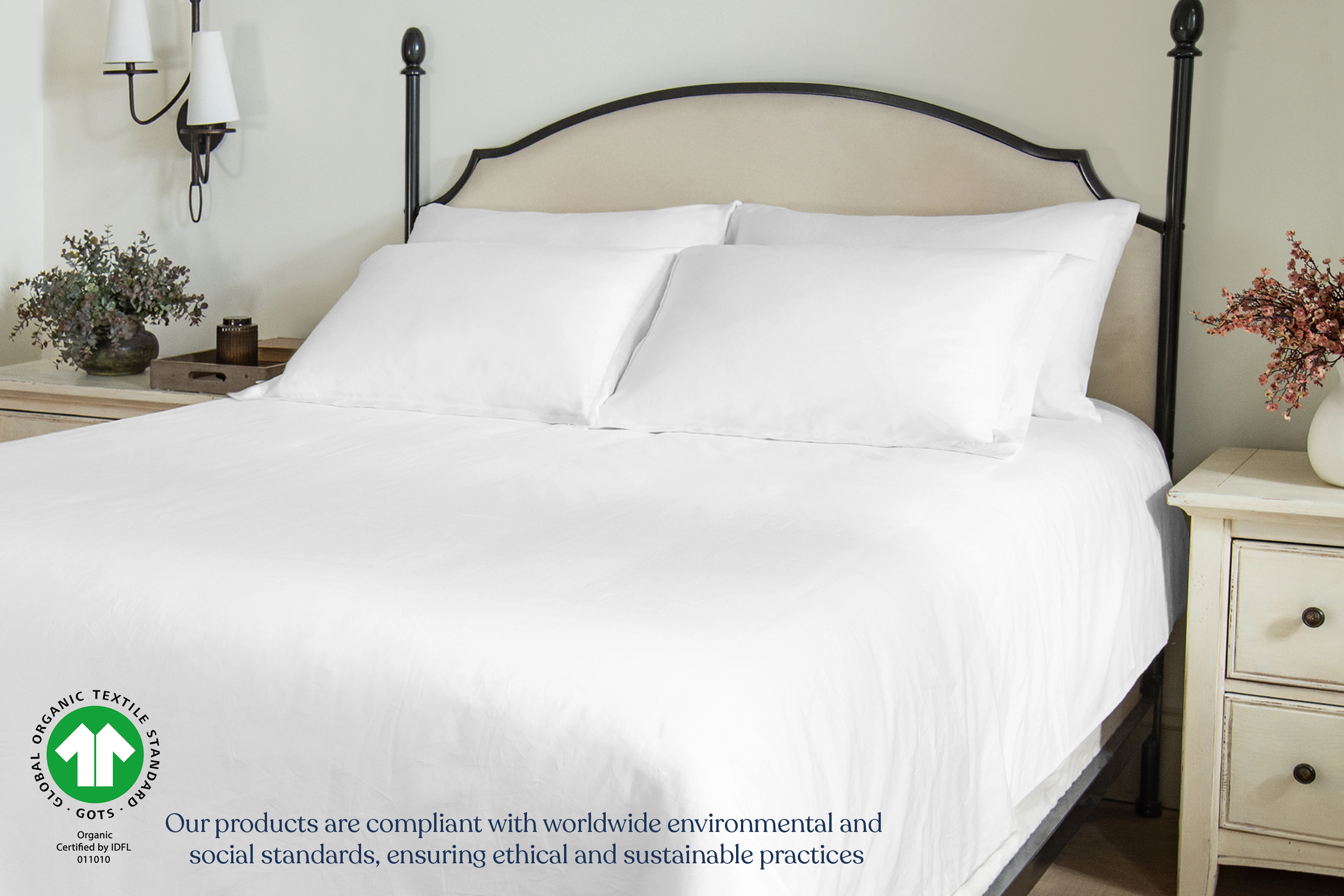 Delara GOTS Certified 100% Organic Cotton 400TC Ultra Soft Moisture-Wicking and Breathable Duvet Cover Set