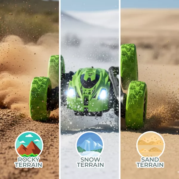 Sperric RC Stunt Toy Car for Kids, Rechargeable Remote Control Car with 360° Flips Double-Sided Driving & Headlights 4WD