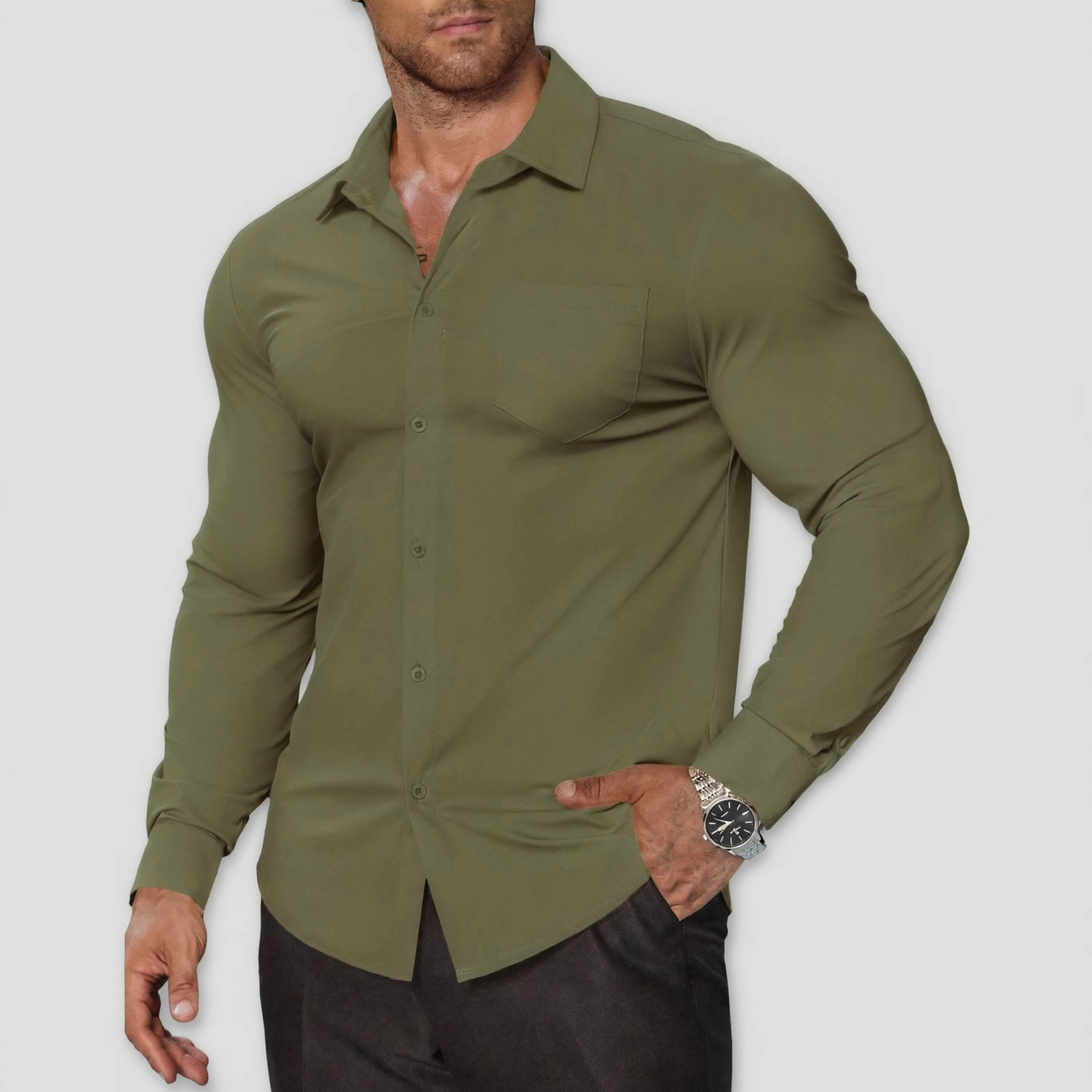 COOFANDY Mens Dressy Casual Long Sleeve Shirts Lapel Collar Button Down Pocket Tops