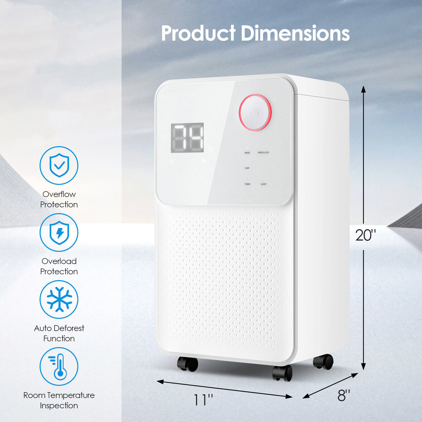 SlickBlue Home Dehumidifier with 32 Pint Capacity, LED Display and Auto Drain System