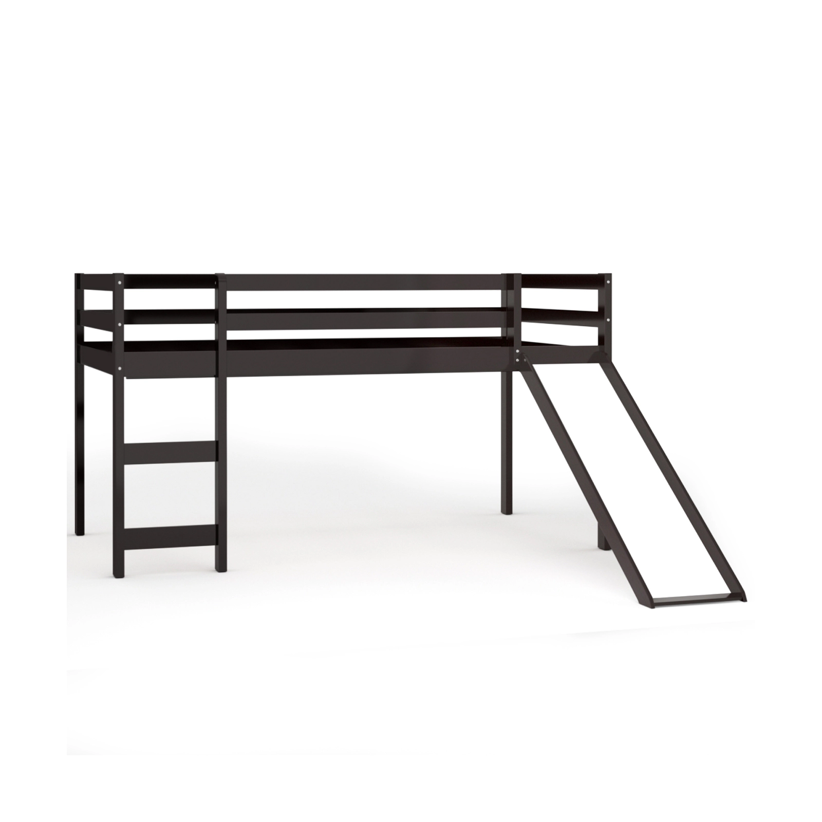 SUGIFT Slide and Ladder Pine Wood Twin Low Kids Loft Bed